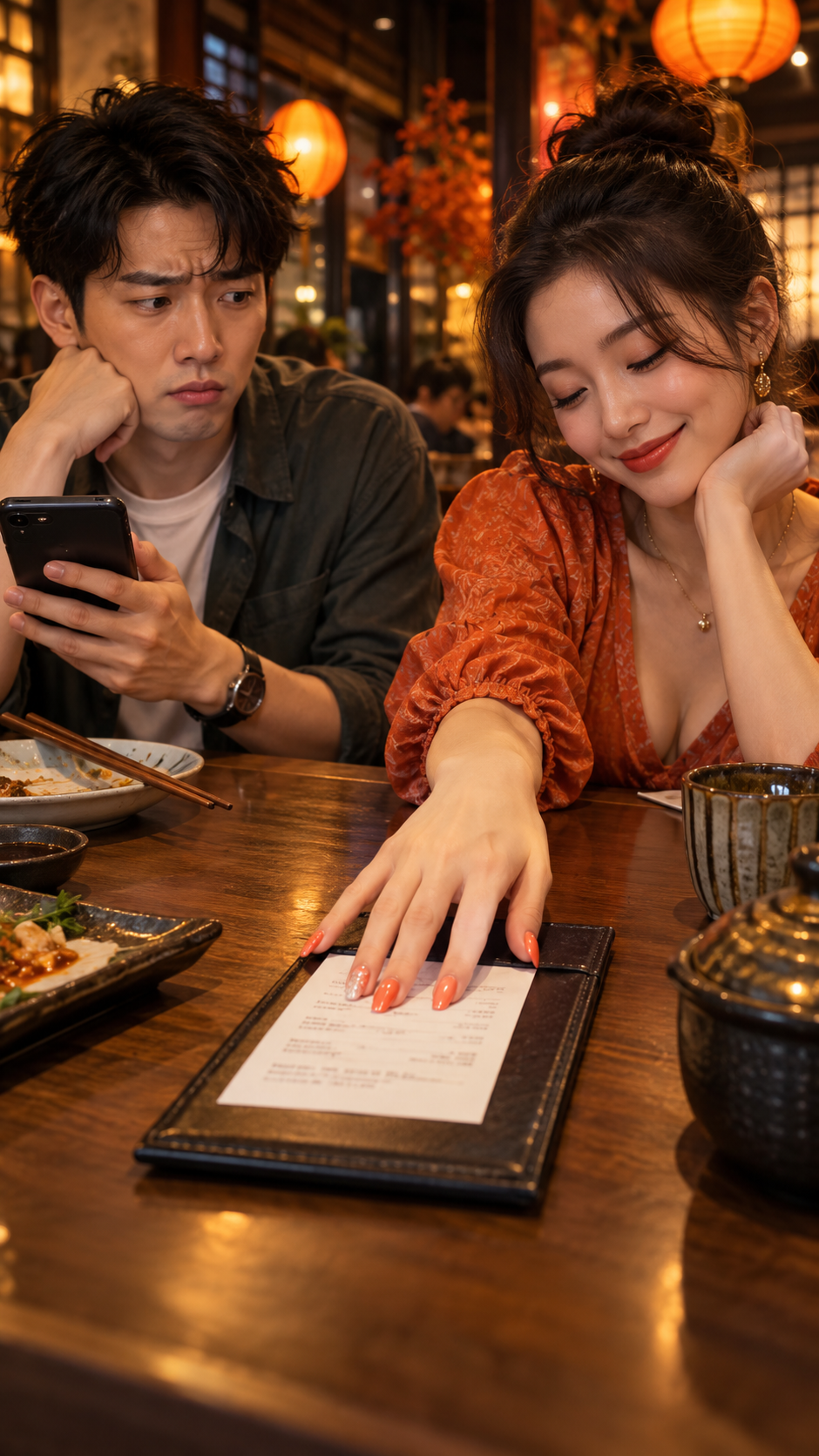 這次，她主動拿起帳單。